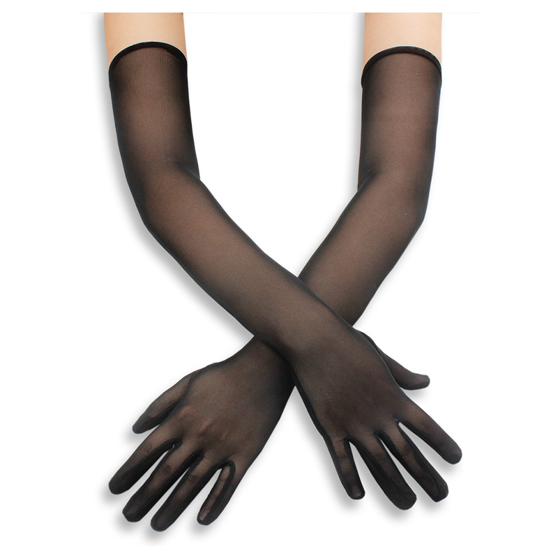 gants longs mesh gloves 50cm noirs