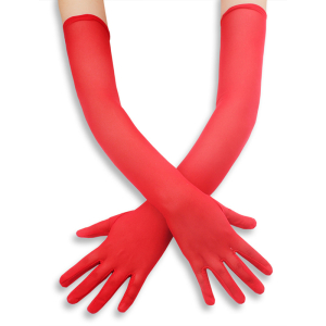 gants longs mesh gloves 50cm rouges