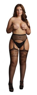 garterbelt stockings with lace top black osx 2