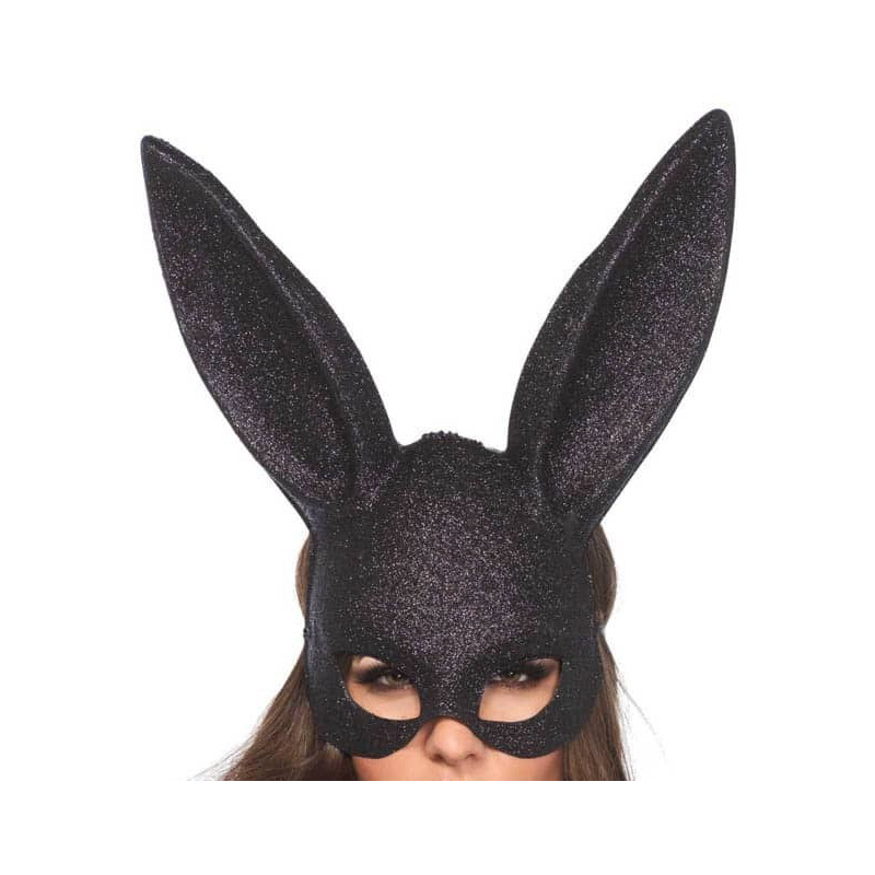 glitter masquerade rabbit mask black o s