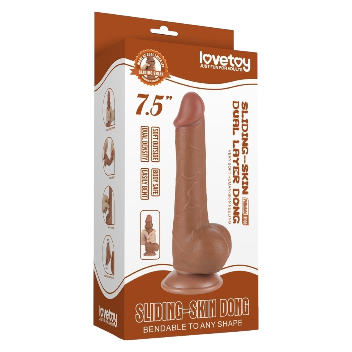 gode avec bourses sliding skin 13 x 38cm marron 1