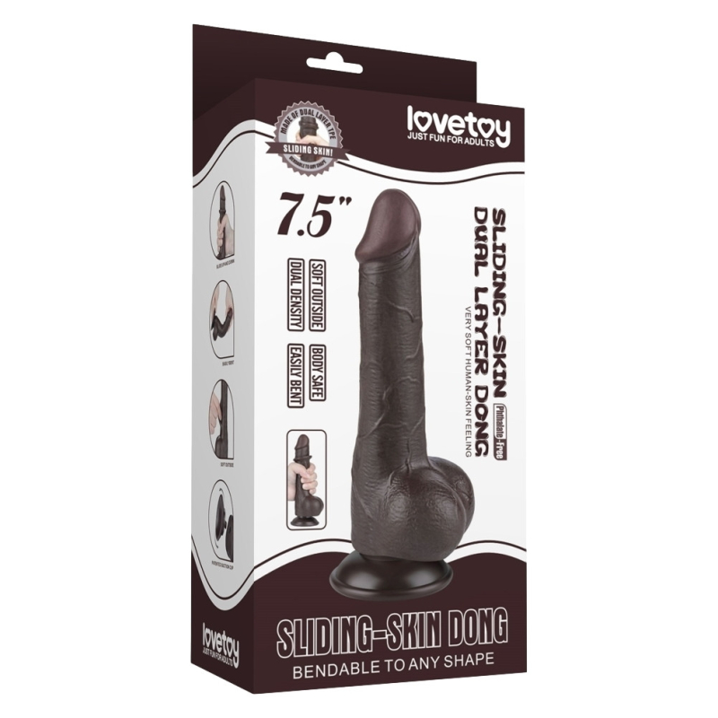 gode avec bourses sliding skin 13 x 38cm noir 1
