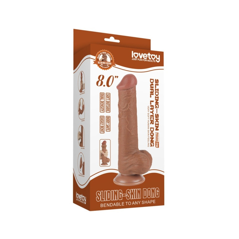 gode avec bourses sliding skin 15 x 45cm marron 1