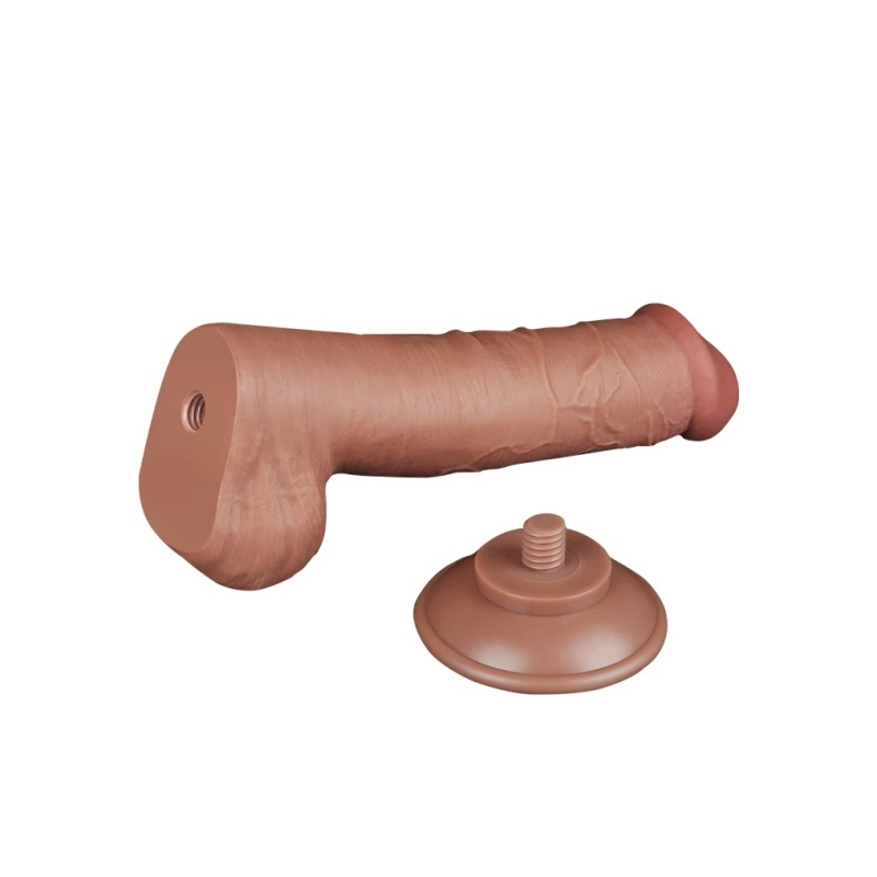 gode avec bourses sliding skin 15 x 45cm marron 4