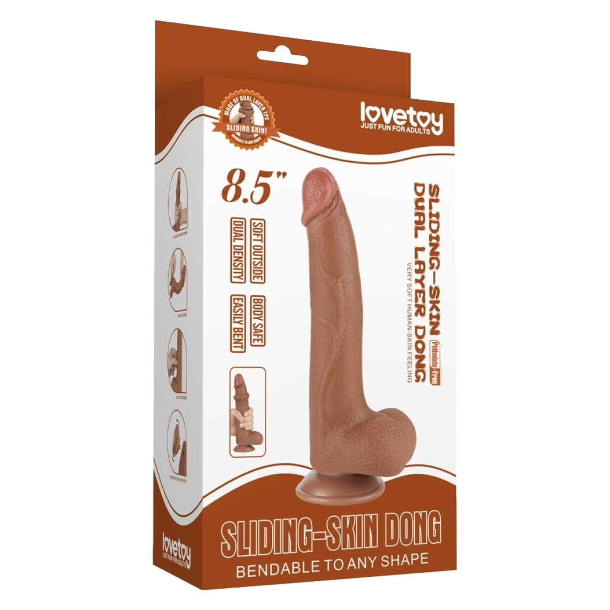 gode avec bourses sliding skin 17 x 4cm marron 1