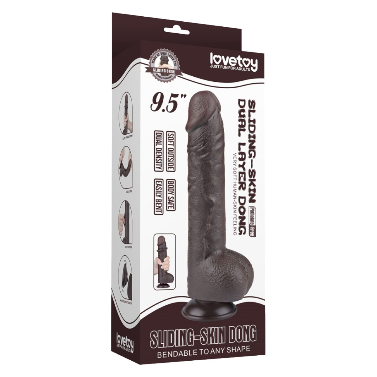 gode avec bourses sliding skin 18 x 47cm noir 1