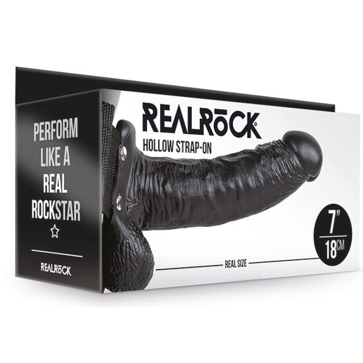 gode ceinture creux hollow strap on realrock 18 x 45cm noir 1