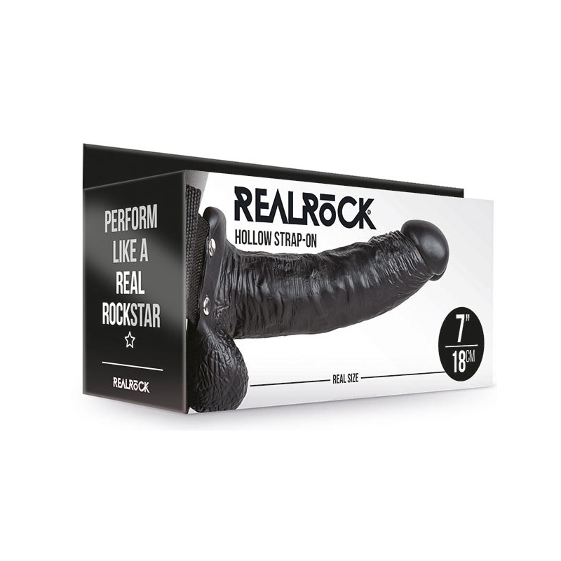 gode ceinture creux hollow strap on realrock 18 x 45cm noir 1