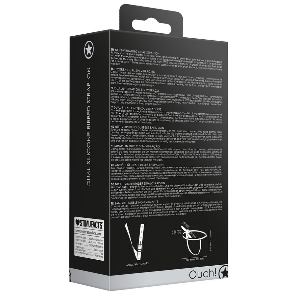 gode ceinture double dual ribbed 15 x 33cm noir 3