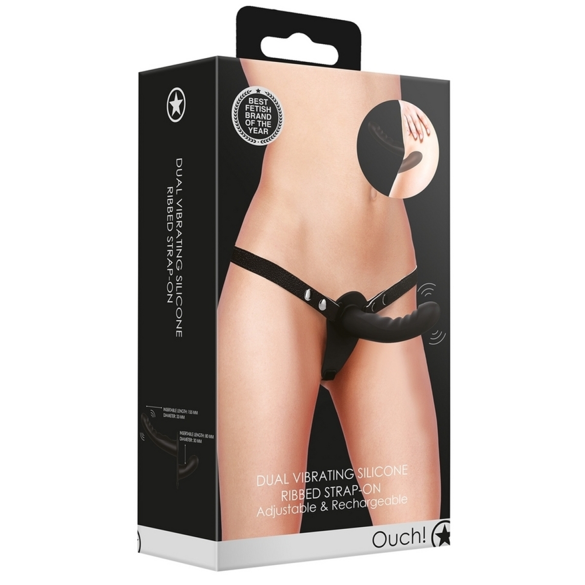 gode ceinture dual vibrating 15 x 33cm noir 1