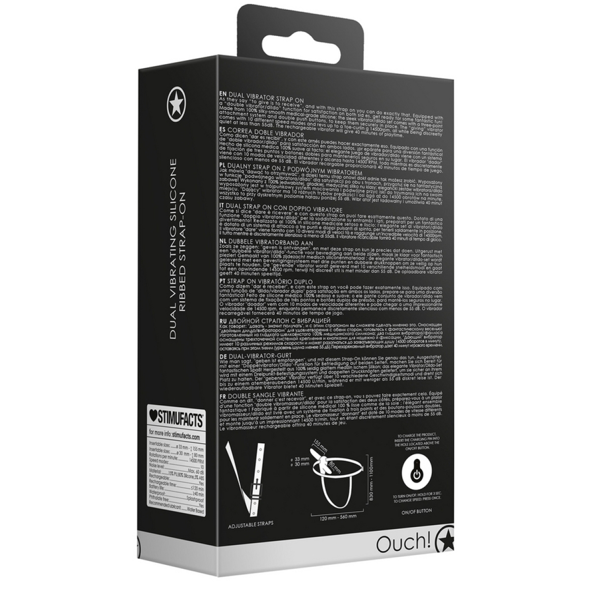 gode ceinture dual vibrating 15 x 33cm noir 3