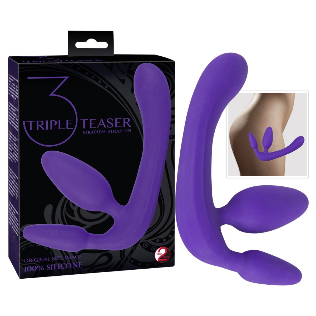 gode ceinture triple teaser mauve
