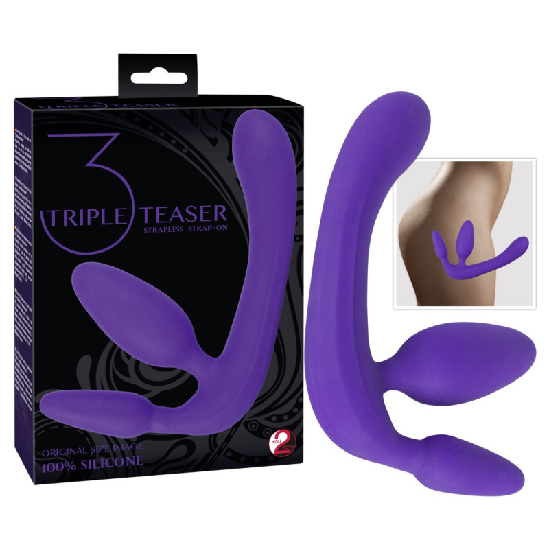 gode-ceinture-triple-teaser-mauve gode ceinture triple teaser mauve