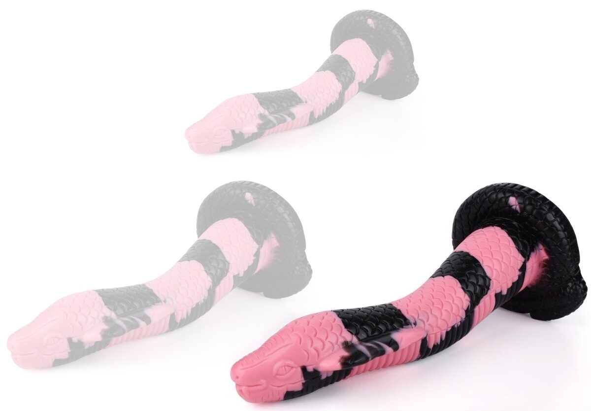 gode cobra snake l 26 x 7cm noir rose