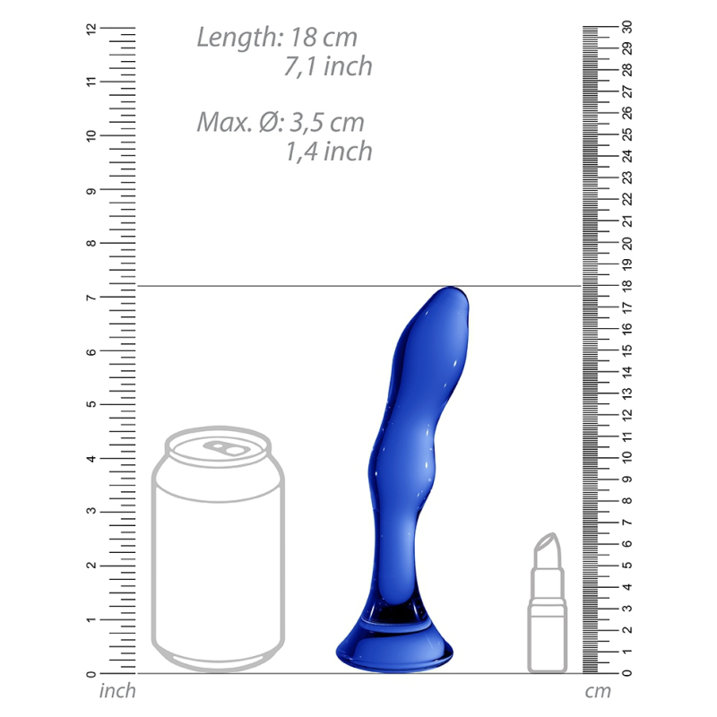gode en verre gallant bleu 16 x 34cm 5