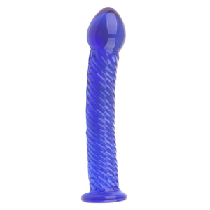 gode en verre lazuly 16 x 34cm bleu