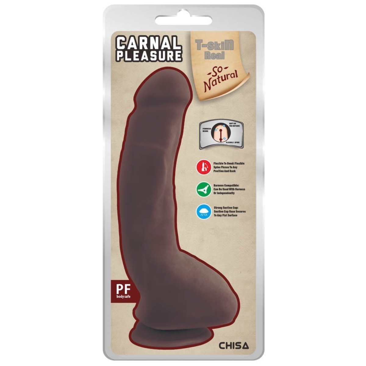 gode realiste carnal pleasure 16 x 4cm marron 1