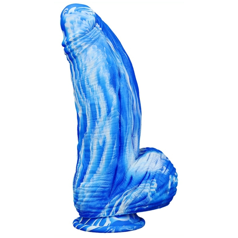 gode silicone fat dick 18 x 65cm bleu blanc