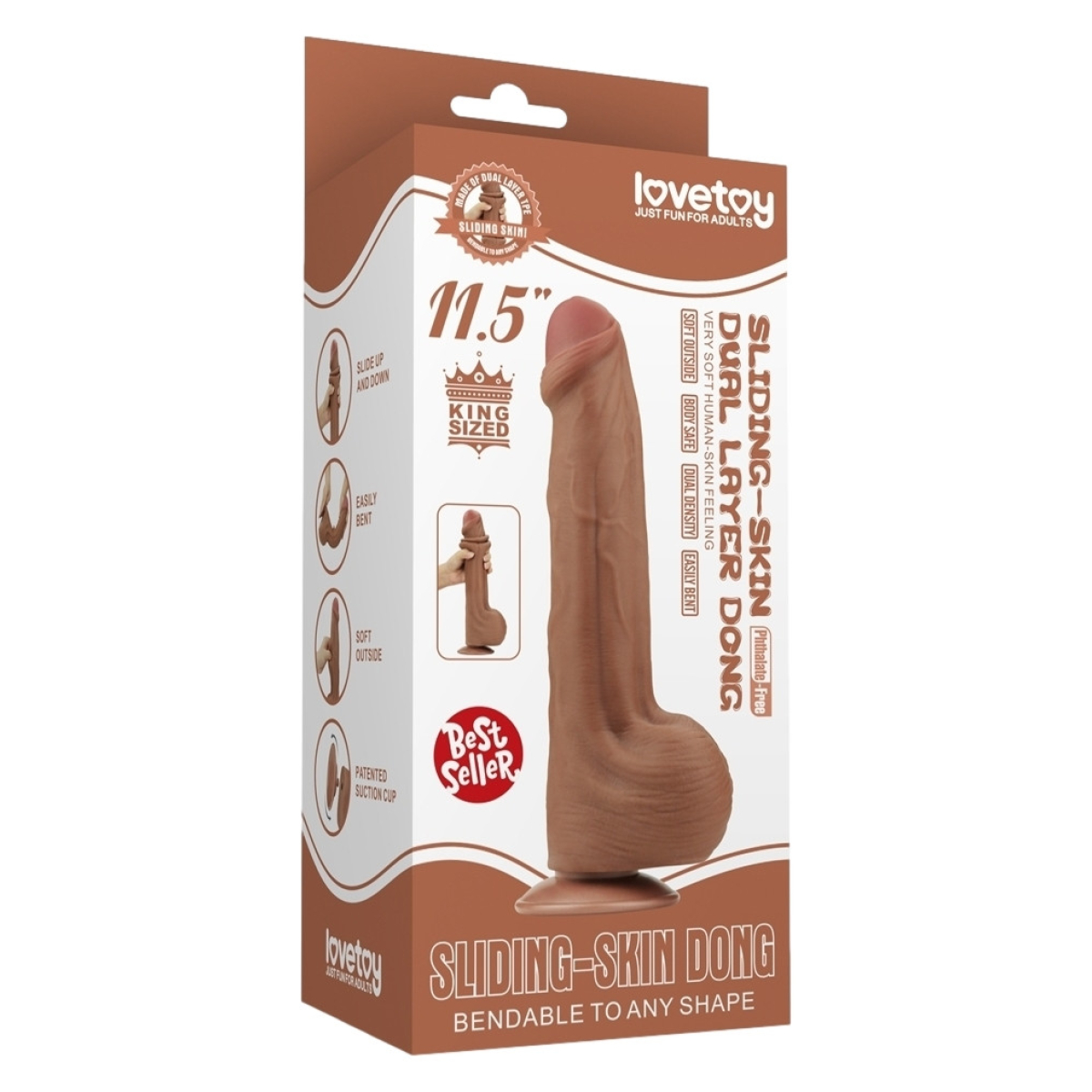 gode sliding skin 20 x 53 cm marron 1