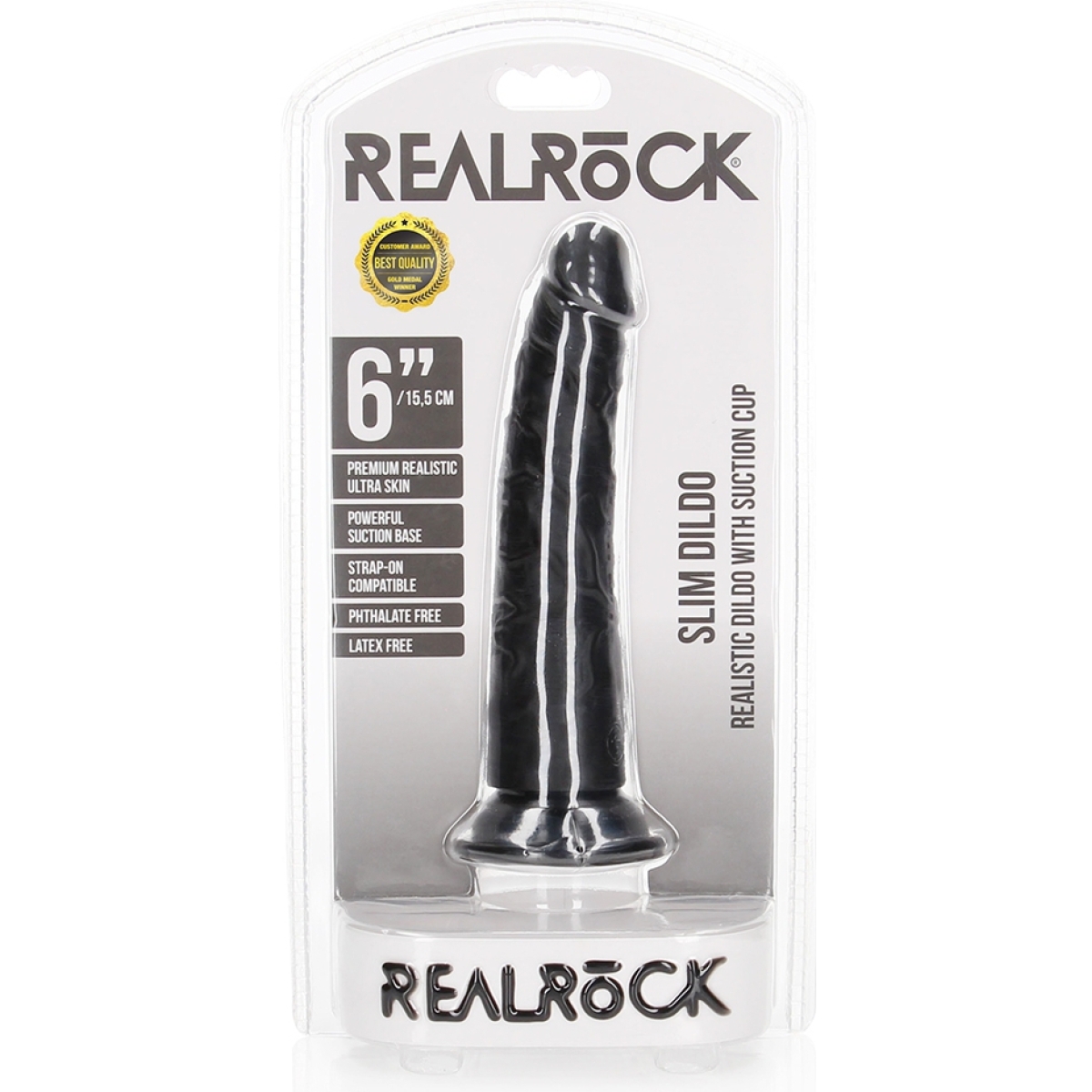 gode slim dildo realrock 155 x 38cm noir 1