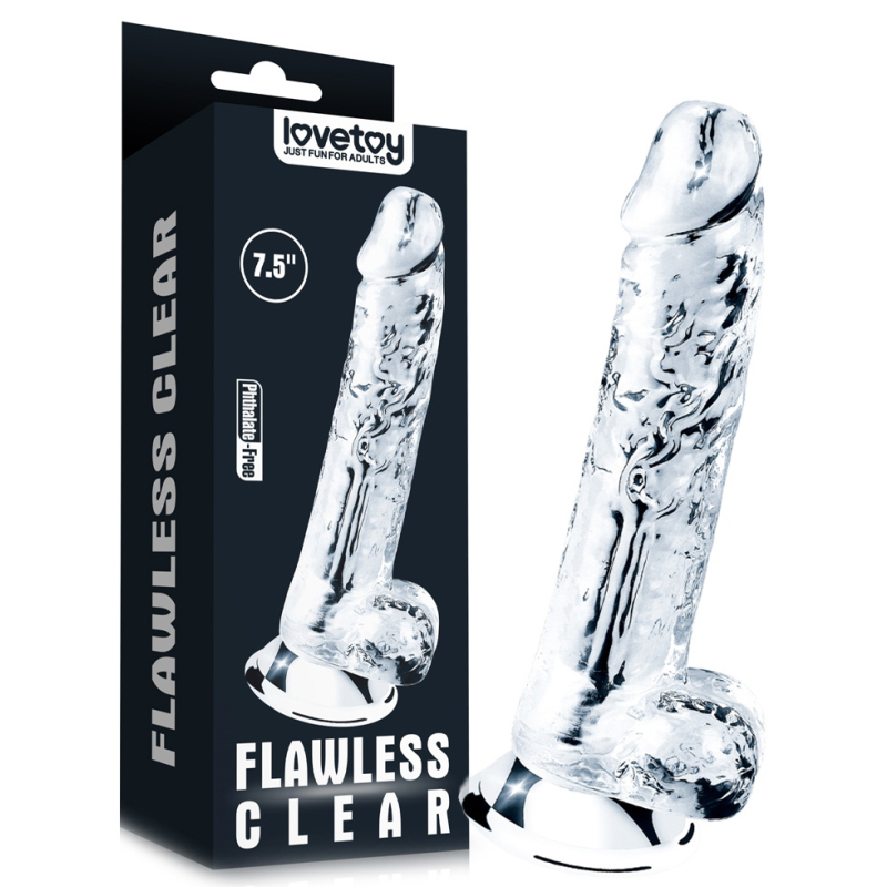 gode transparent avec bourses flawless 16 x 35 cm 1