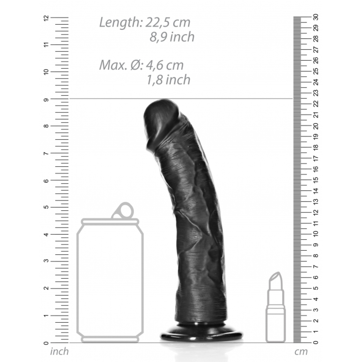 gode ventouse curved realrock 20 x 46cm noir 6