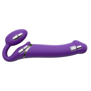 gode vibrant strap on 3 moteurs l 16 x 37 cm violet scaled
