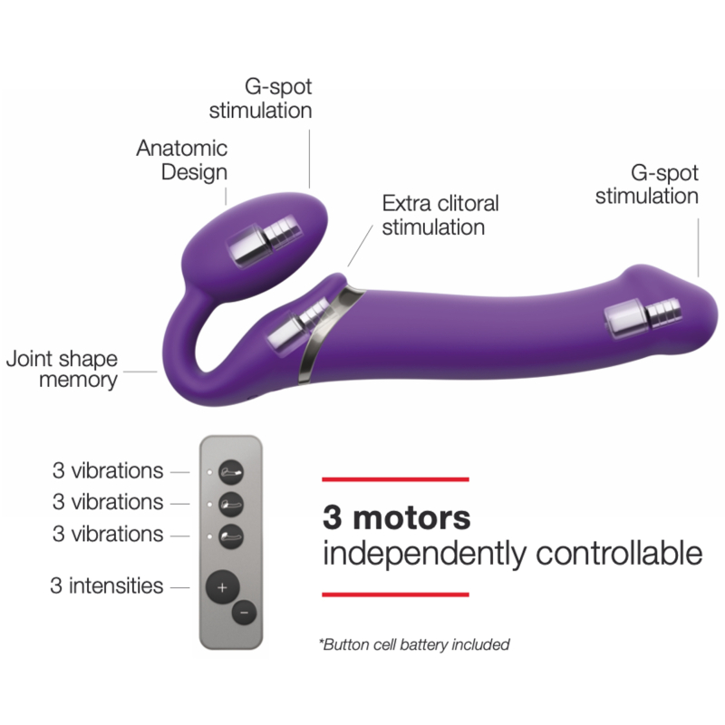 gode vibrant strap on 3 moteurs xl 16 x 45 cm violet 2