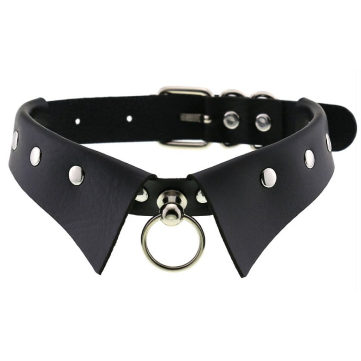 gothic leather collar choker black 3
