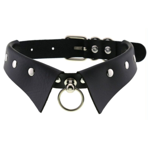 gothic leather collar choker black