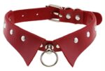 gothic leather collar choker red 1