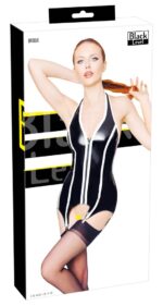 guepiere porte jarretelles vinyl basque band noir blanc 4