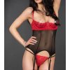 guepiere seins nus dentelle rouge