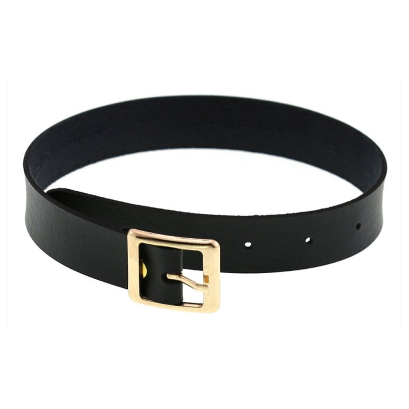 harajuku punk rock leather collar golden black 2