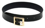 harajuku punk rock leather collar golden black 5