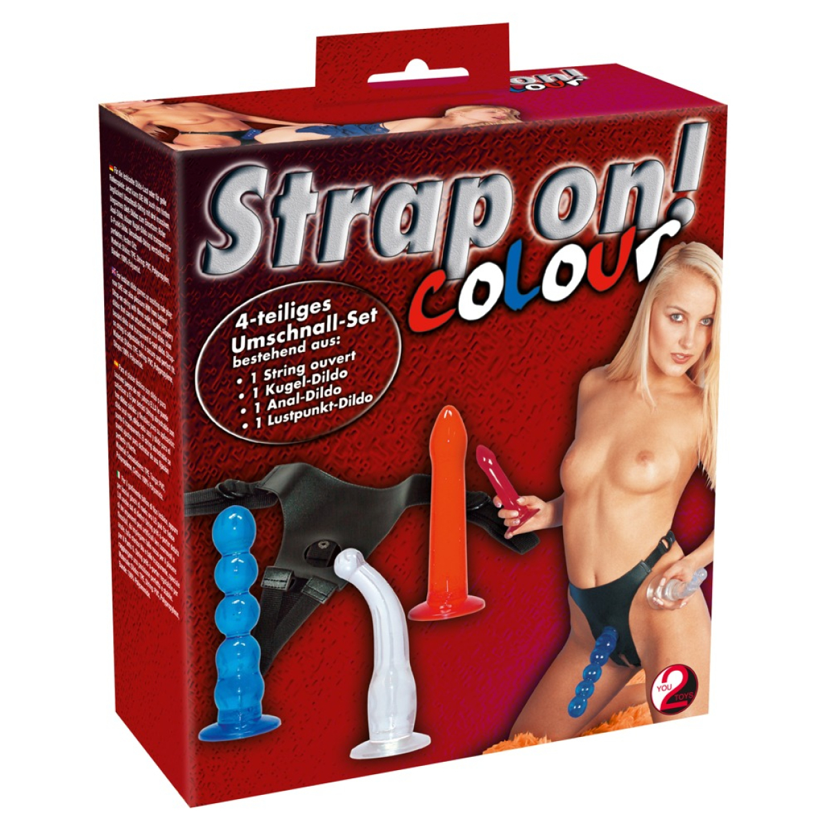 harnais avec 3 godes strap ontricolor 17 x 45cm 1