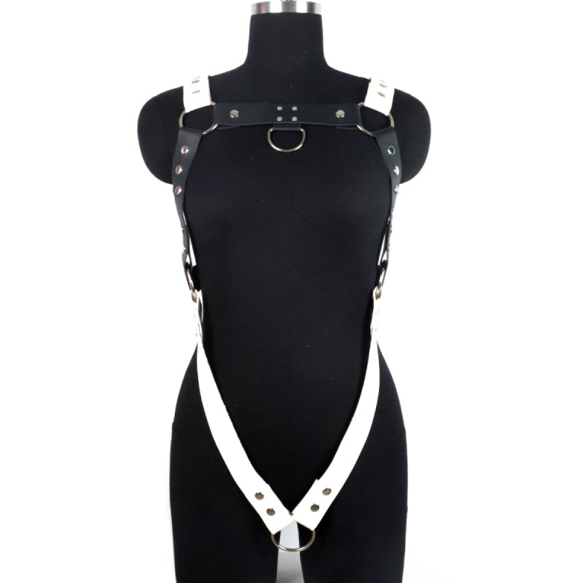 harnais bicolore avec anneau penien bikharness noir et blanc 2