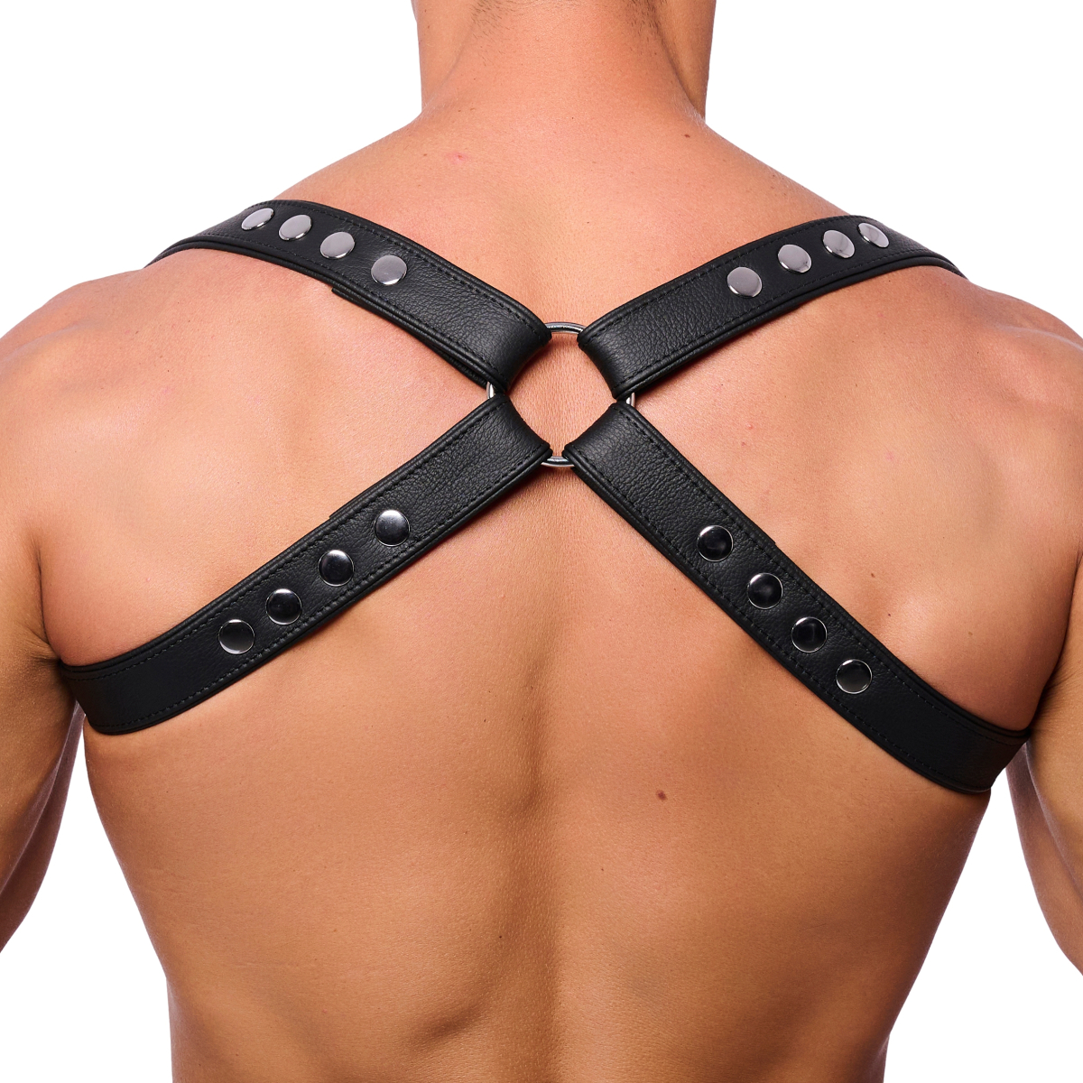 harnais butterfly en cuir noirrouge 5