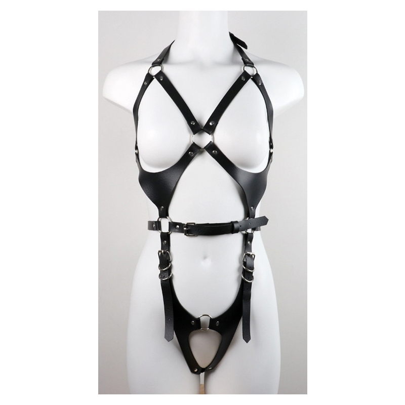 harnais combi punk breast noir