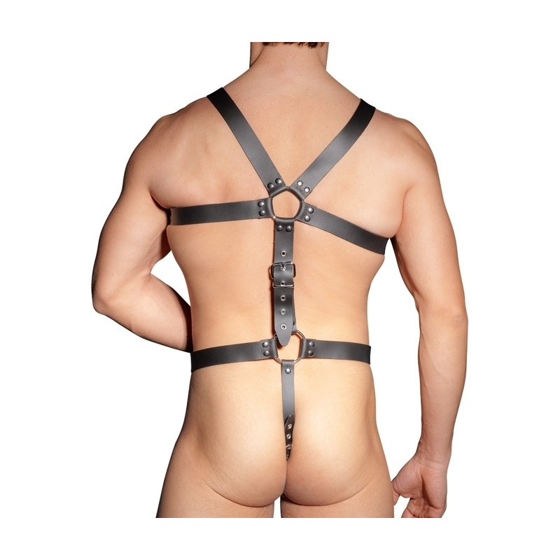 harnais complet en cuir avec anneau penien leathercock sl 1