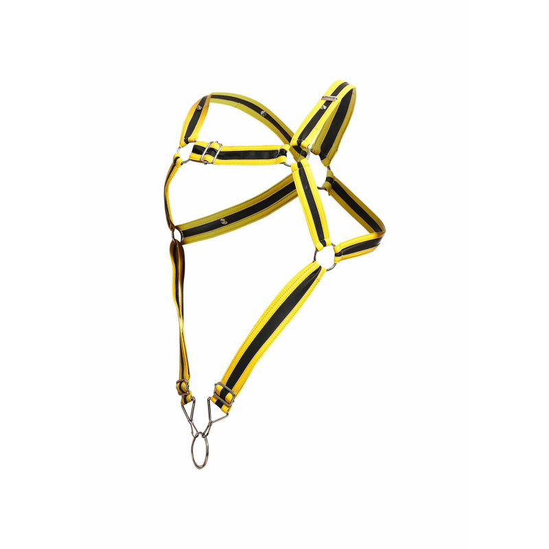 harnais cross cockring dngeon jaune noir 6