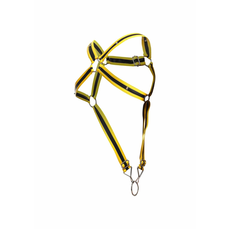 harnais cross cockring dngeon jaune noir 7