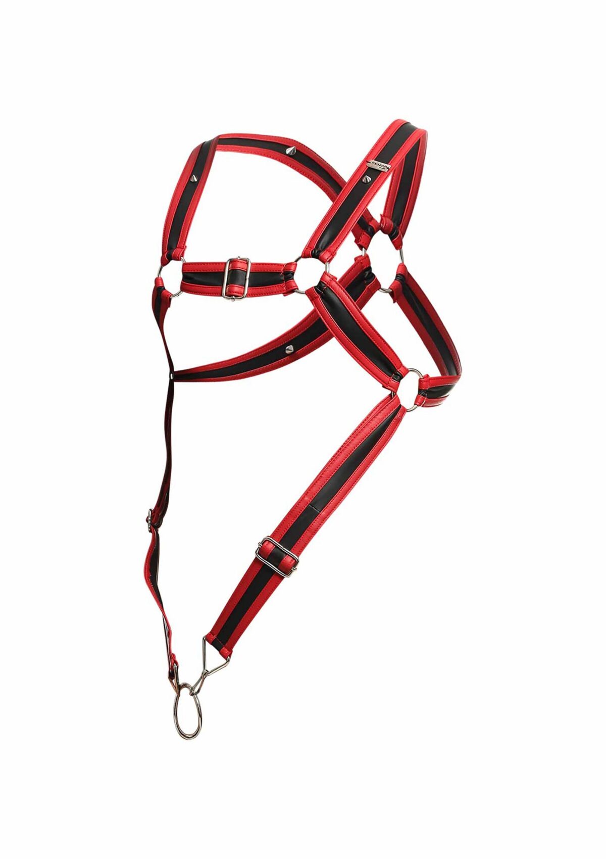harnais cross cockring dngeon noir rouge 6