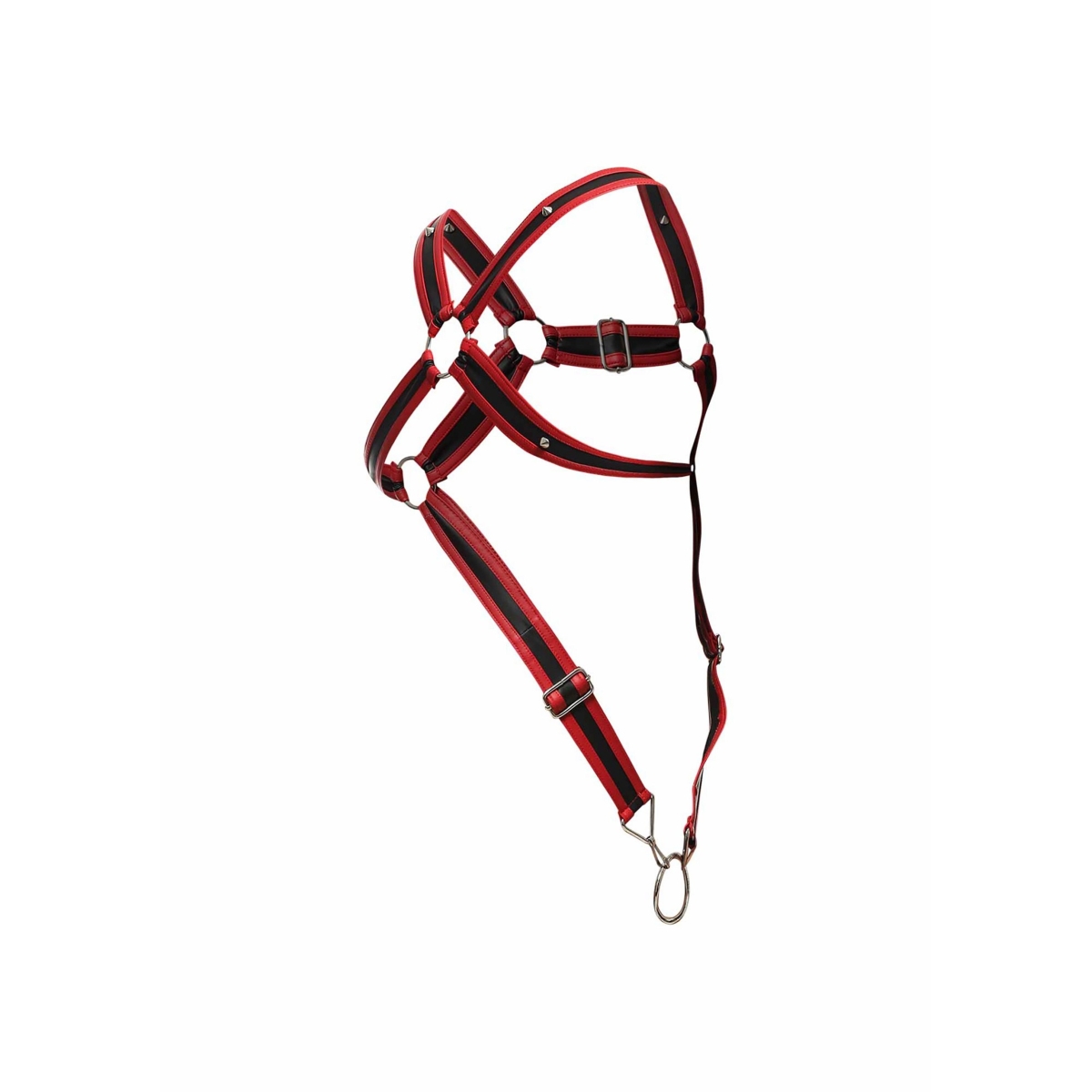 harnais cross cockring dngeon noir rouge 7