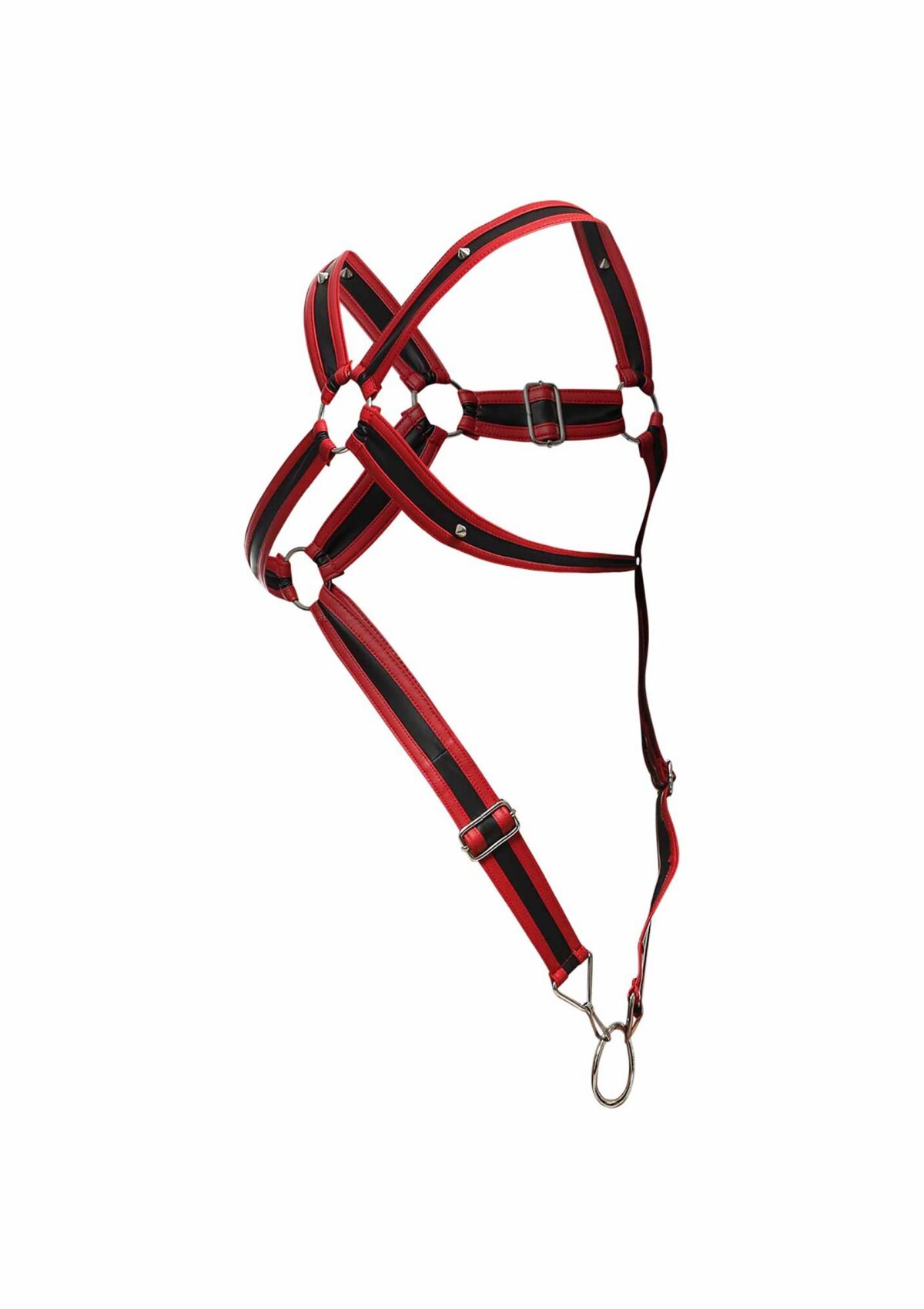 harnais cross cockring dngeon noir rouge 7