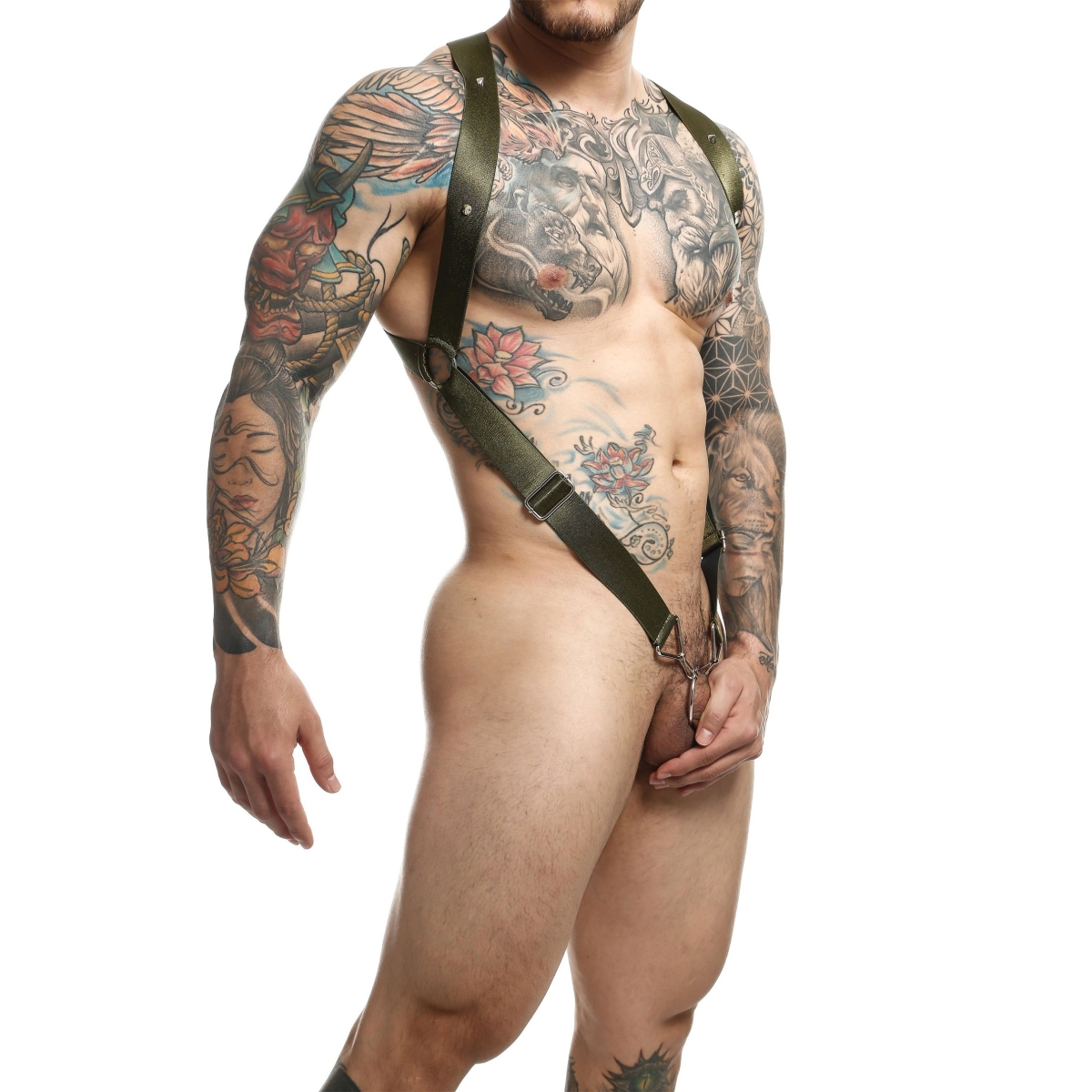 harnais elastique et cockring crossback dngeon kaki 4