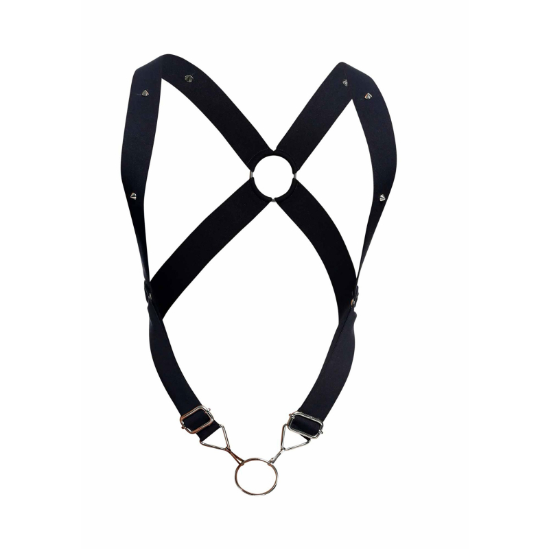 harnais elastique et cockring crossback dngeon noir 5