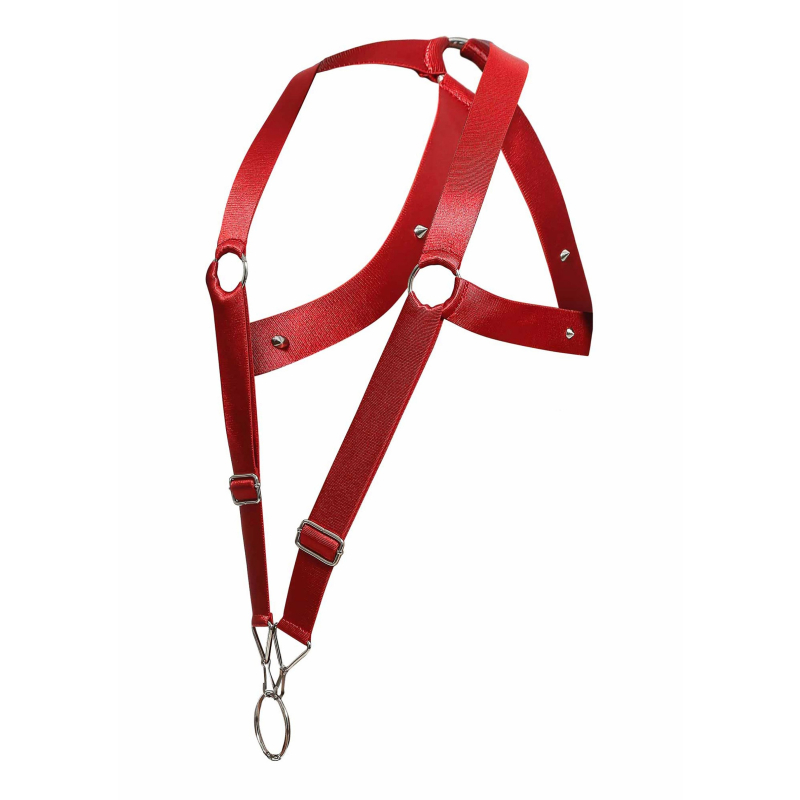 harnais elastique et cockring crossback dngeon rouge 6
