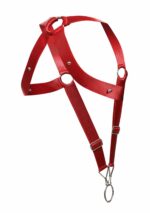 harnais elastique et cockring crossback dngeon rouge 7