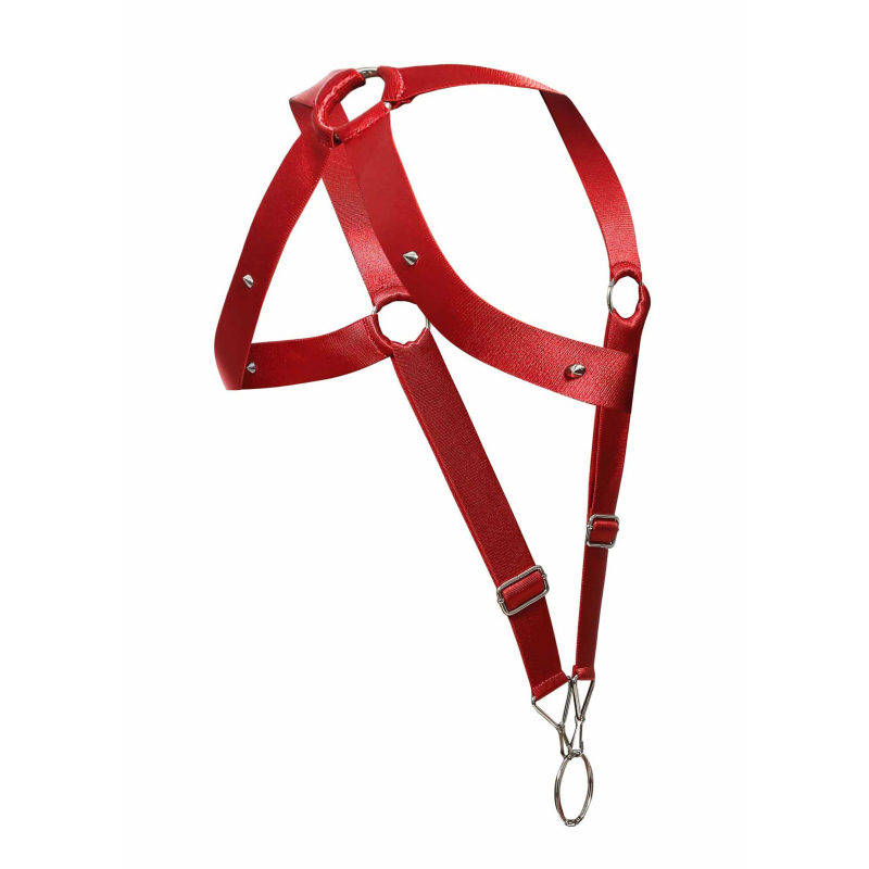 harnais elastique et cockring crossback dngeon rouge 7